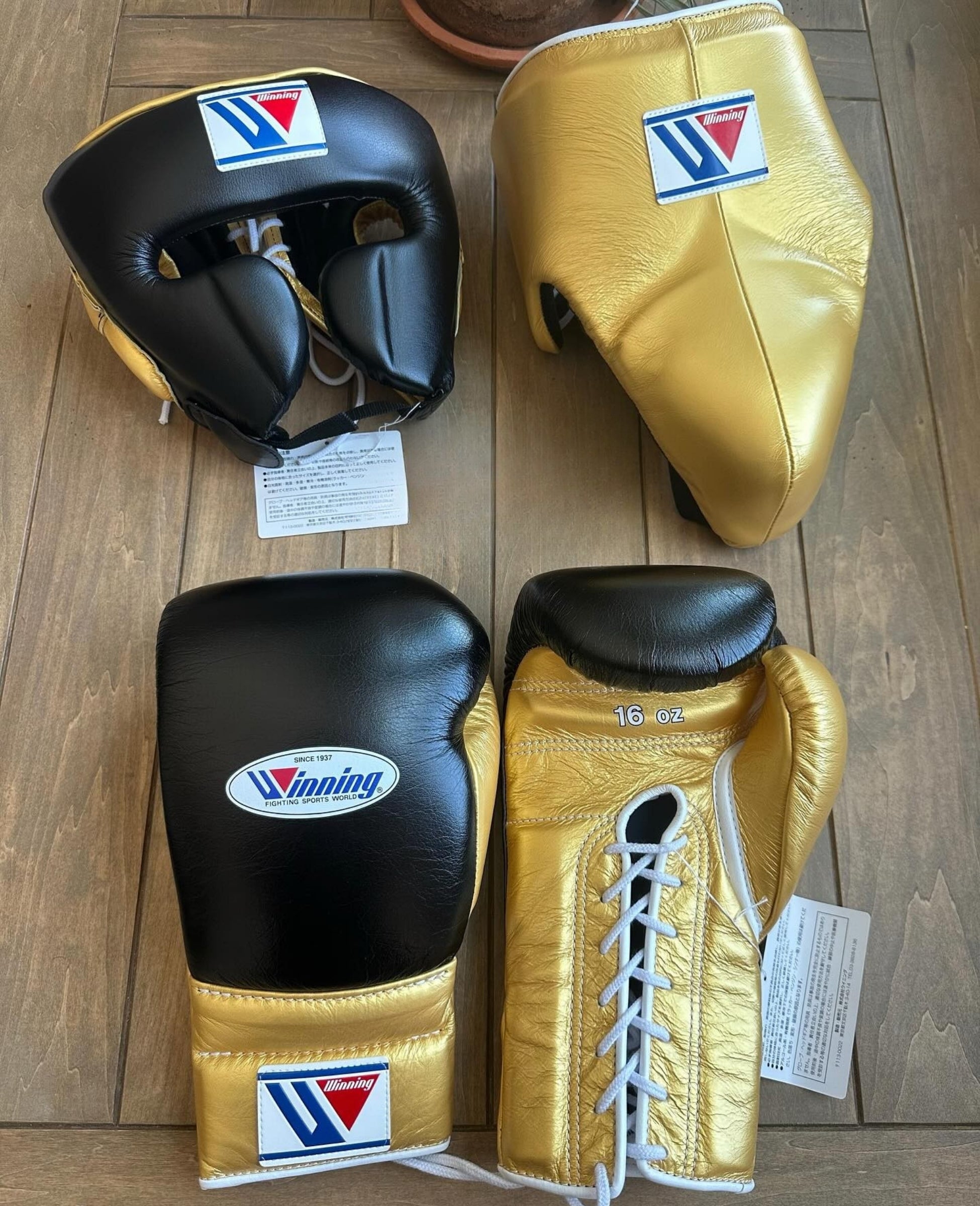 Winning Boxing Glove set, Winning Boxing gear, winning boxing set Winning Lace up Black Gold Boxing Glove set, Boxing Glove set, Winning boxing gear set, PF Fitness Gear, Winning set, PF FITNESS GEAR winning gear, winning Boxing Glove, Winning groins, Winning head Gear